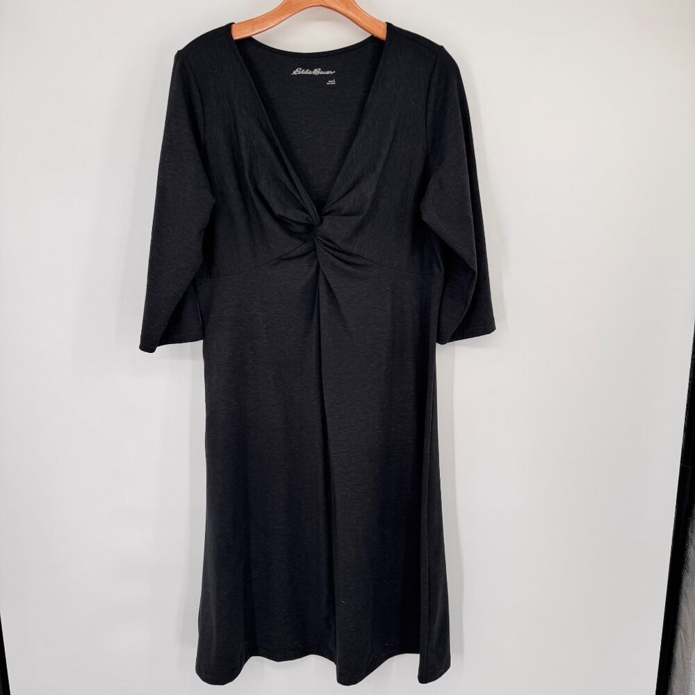 Eddie Bauer Womens gray Knot Frontknit  Dress size large L Polyester Wool Blend - Picture 3 of 12